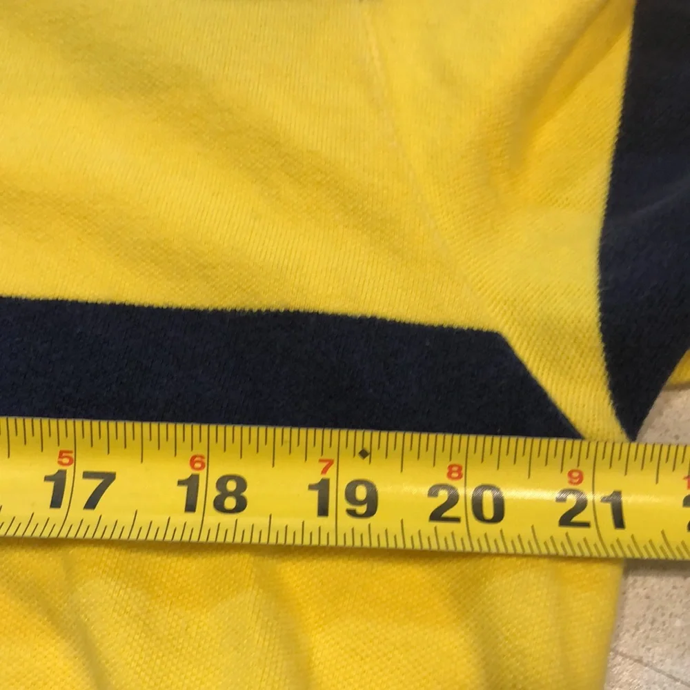 POLO BY RALPH LAUREN YELLOW AND NAVY STRIPED POLO SHIRT SIZE LARGE